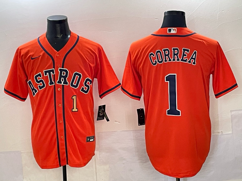 Men Houston Astros 1 Correa orange 2025 Nike MLB Jersey 00